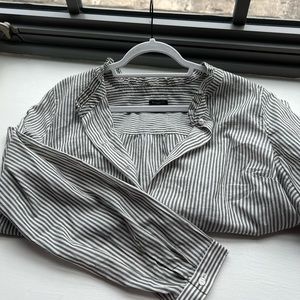 Gray and white stripped button down, never worn, Talbots, XLp